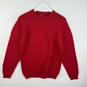 Chaps Red Crewneck Sweater Soft Knit Classic Size Medium